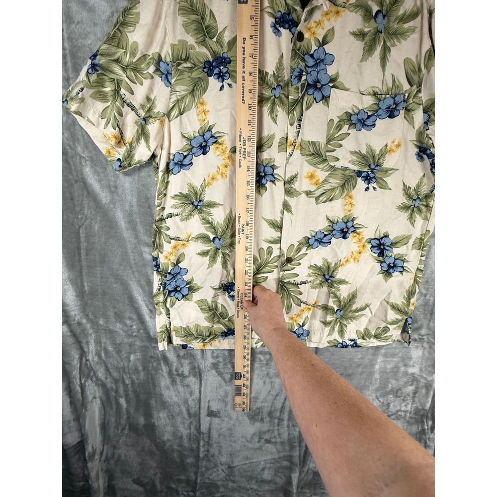 Caribbean Joe Mens Medium Floral Palm Tropical Rayon Button Down Camp Shirt - Picture 4 of 13